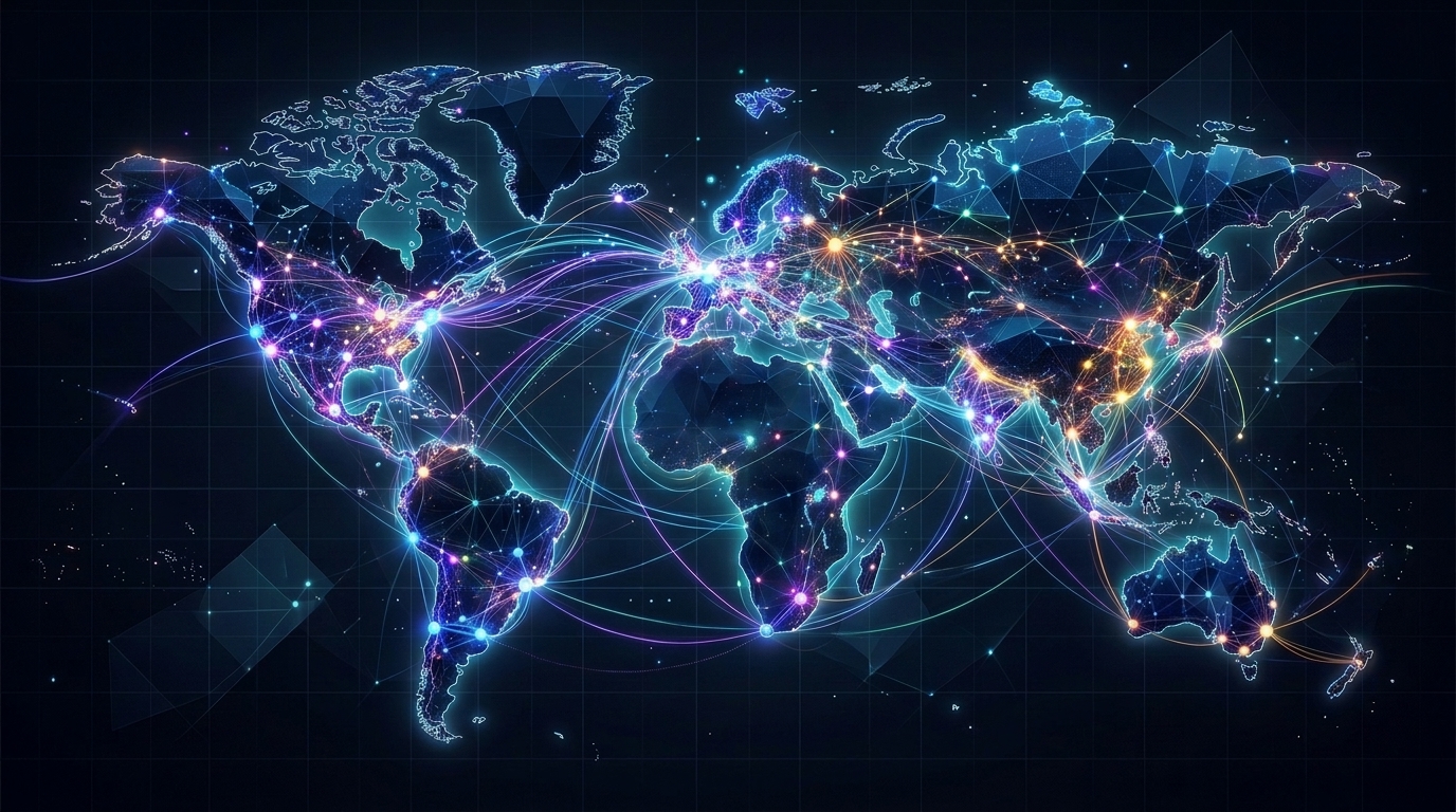 Abstract visualization of global multilingual AI, generated by Gemini 3.1 Pro